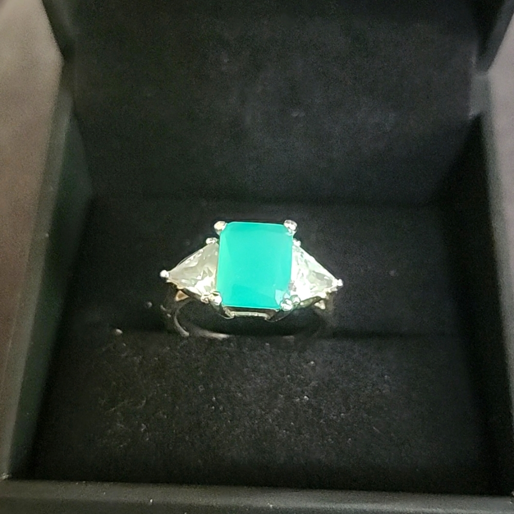New!! Jade and white topaz ring